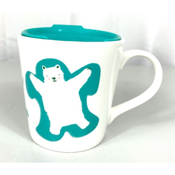 2015 Caribou Coffee Polar Bear "Snow What Fun It Is" COFFEE Mug Cup w/Lid 16 oz - Picture 1 of 10